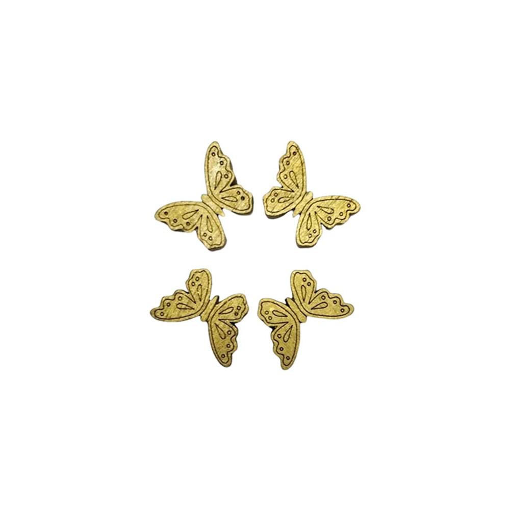 Ahşap Renkli Kelebek - Gold