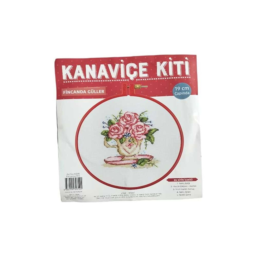 Tuva Kanaviçe Seti 19 cm - Fincanda Güller