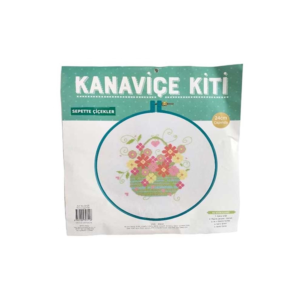 Tuva Kanaviçe Seti 24 cm - Sepette Çiçekler